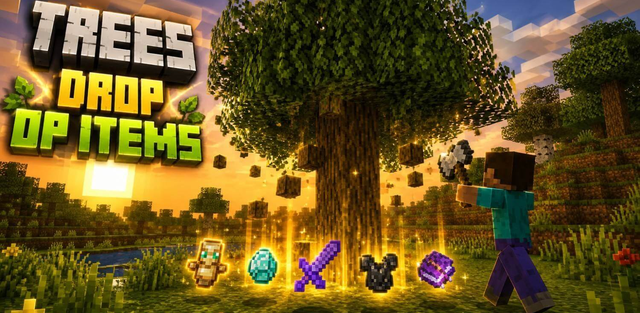 Addon: Trees Drop OP Items by Block Craft