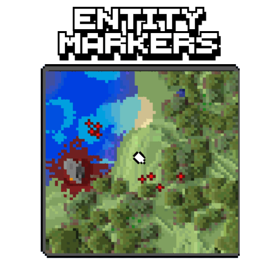 Entity markers on the map