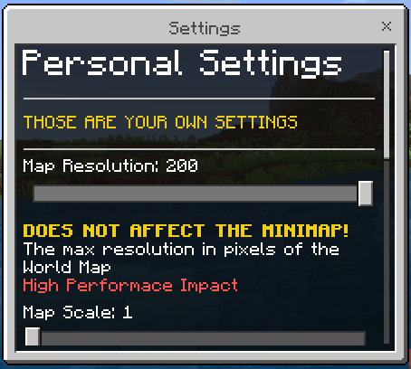 Personal minimap settings